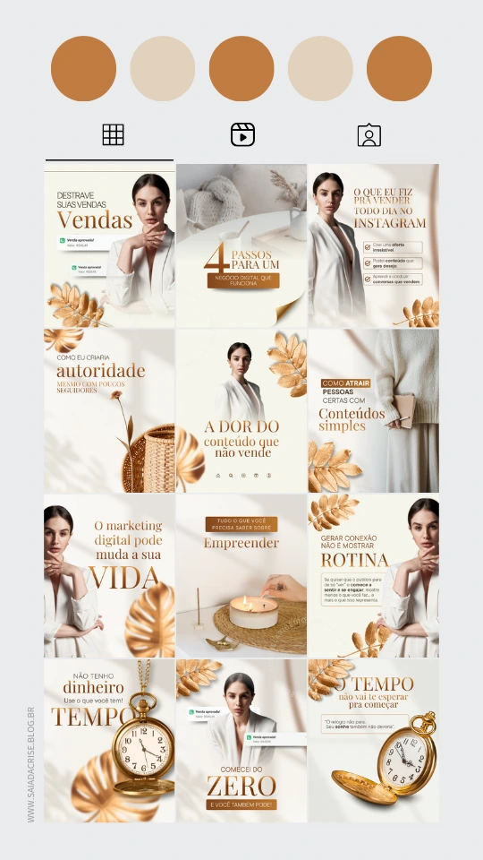 SP Pack Feed Minimalista 45 Branco e dourado White and gold