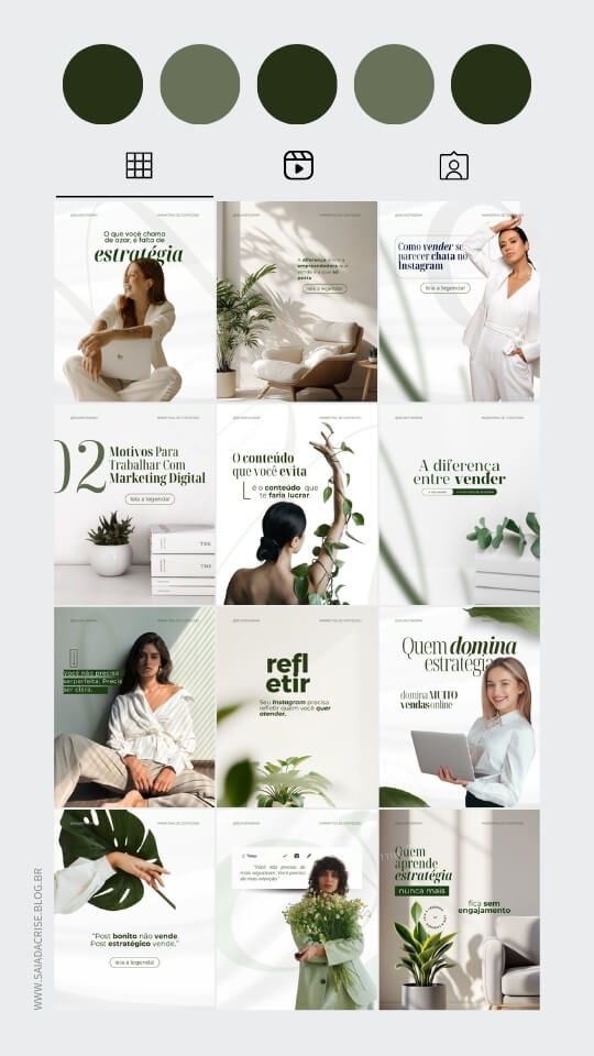 SP Pack Feed Minimalista 48 Pack Verde e Branco